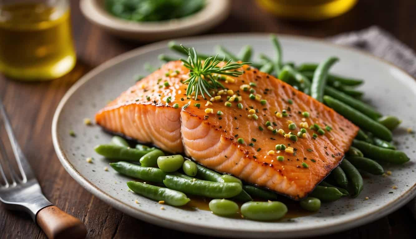 סלמון ושעועית ירוקה בתנור