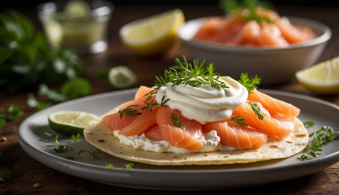 טורטיה עם סלמון וגבינת שמנת