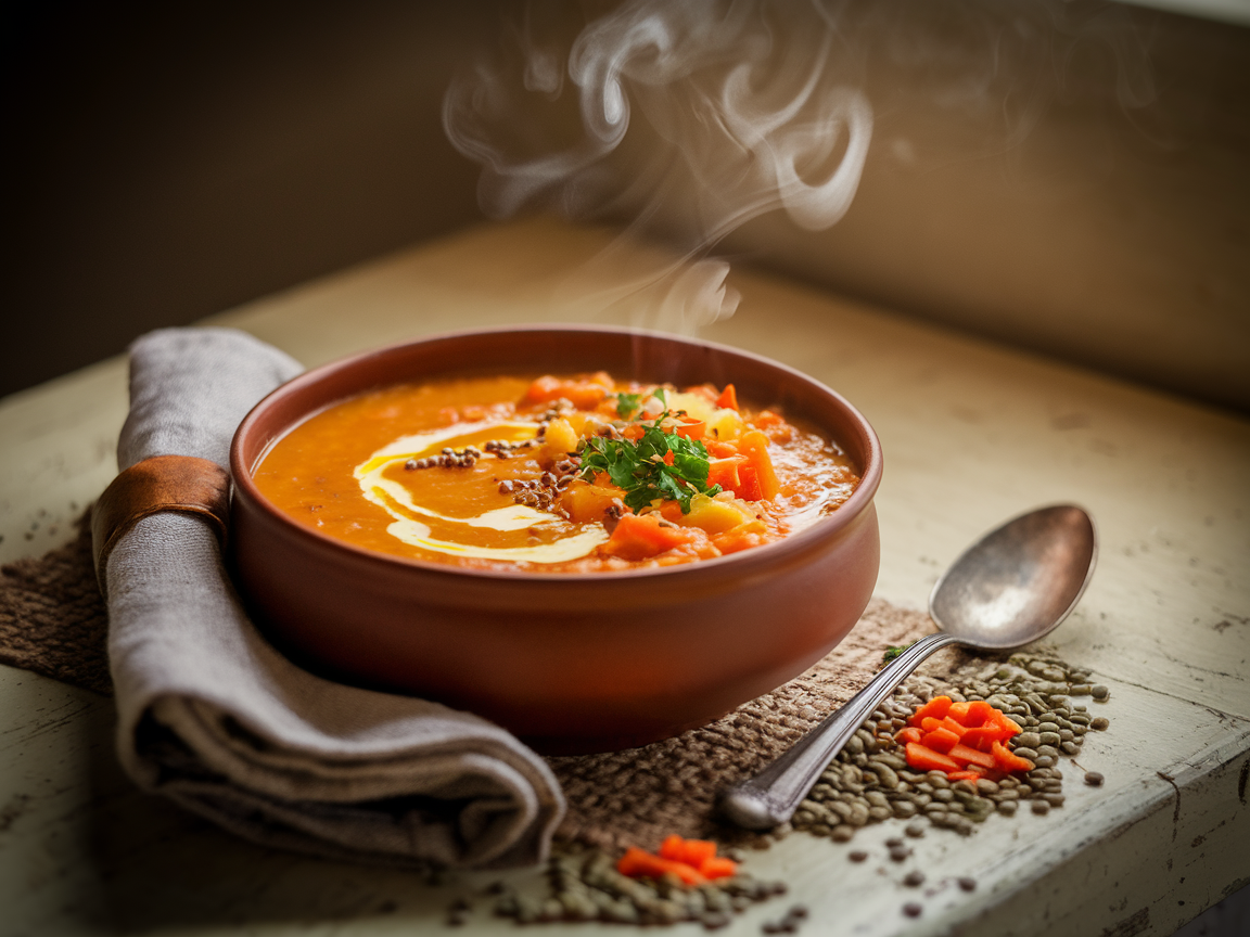 מרק עדשים ותפוחי אדמה גזר