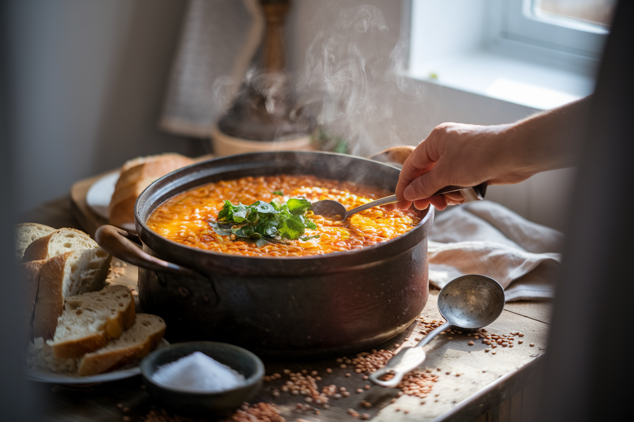 מרק עדשים כתומות ניקי
