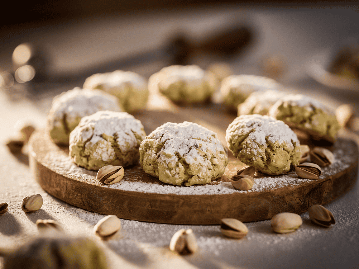 עוגיות פיסטוק מושלגות